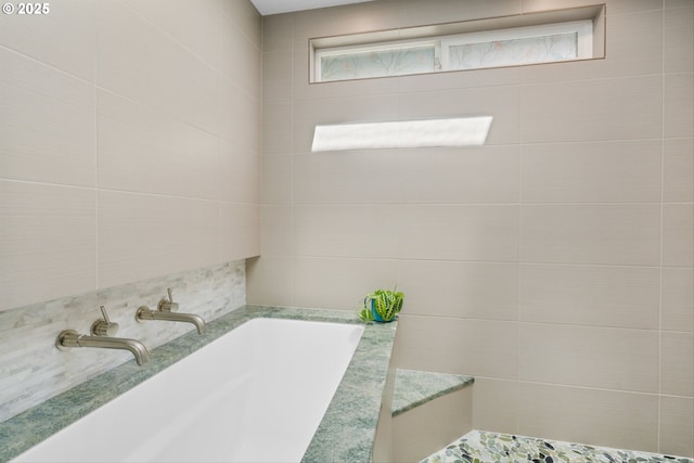 1433 SE 49th Ct, Hillsboro, OR 97123 - kitchen featuring white cabinetry, decorative backsplash, a sink, and glass insert cabinets