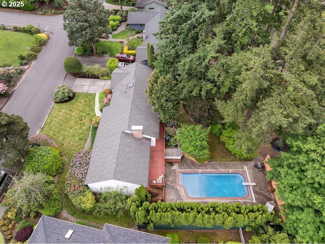 aerial view of a pool