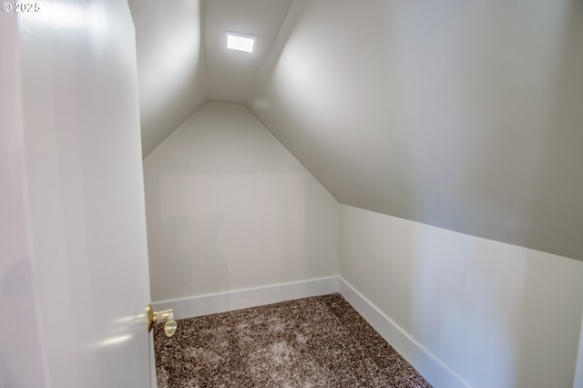 bonus room with carpet floors and lofted ceiling