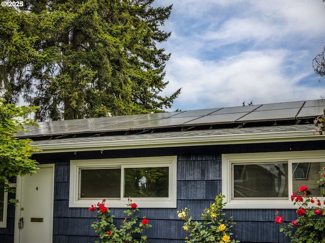 exterior view of a shingled roof