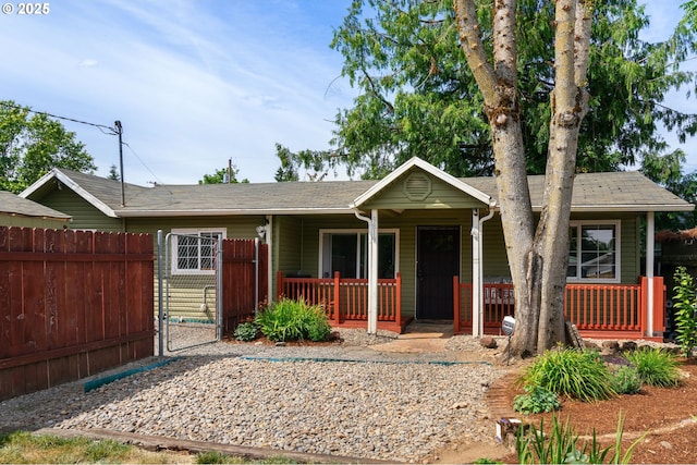 9819 SE Knight St, Portland, OR 97266 - ranch-style house with covered porch and a gate