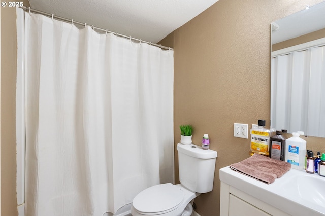 9819 SE Knight St, Portland, OR 97266 - full bathroom featuring vanity, a textured wall, and a shower with shower curtain