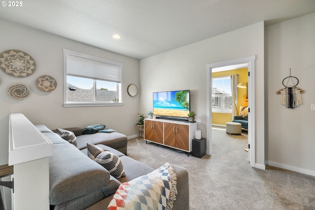 14665 Catalpa Way, Oregon City, OR 97045 - living room with baseboards, light colored carpet, and recessed lighting
