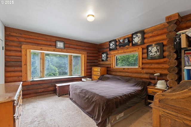 4347 S Schooner Creek Rd, Lincoln City, OR 97367 - carpeted bedroom featuring rustic walls