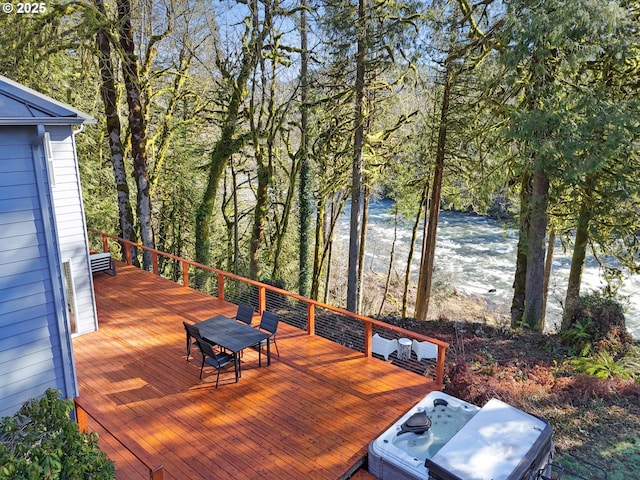 deck with a wooded view