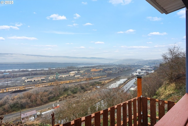 balcony featuring a mountain view