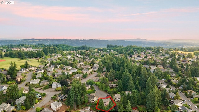 2305 Chickadee Ct, West Linn, OR 97068 - aerial view of property and surrounding area featuring property parcel outlined and nearby suburban area