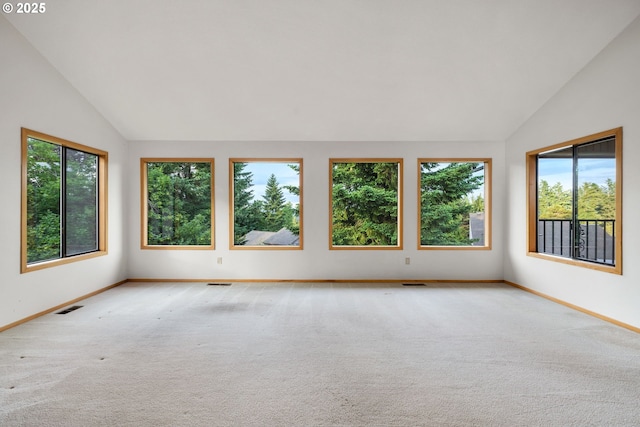 2305 Chickadee Ct, West Linn, OR 97068 - carpeted empty room with vaulted ceiling and baseboards