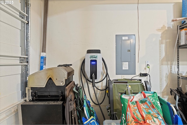 garage with electric panel