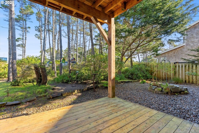 deck featuring fence