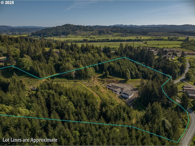 view of property location with a mountainous background and property parcel outlined