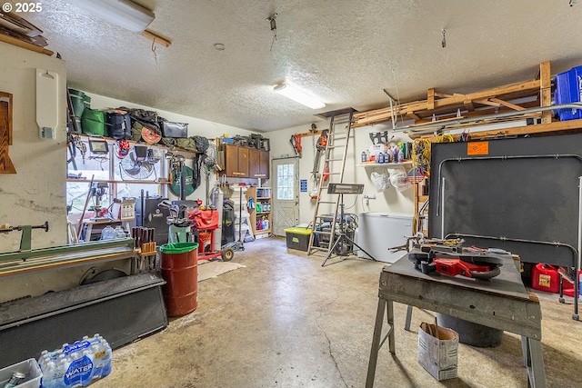 below grade area with a textured ceiling