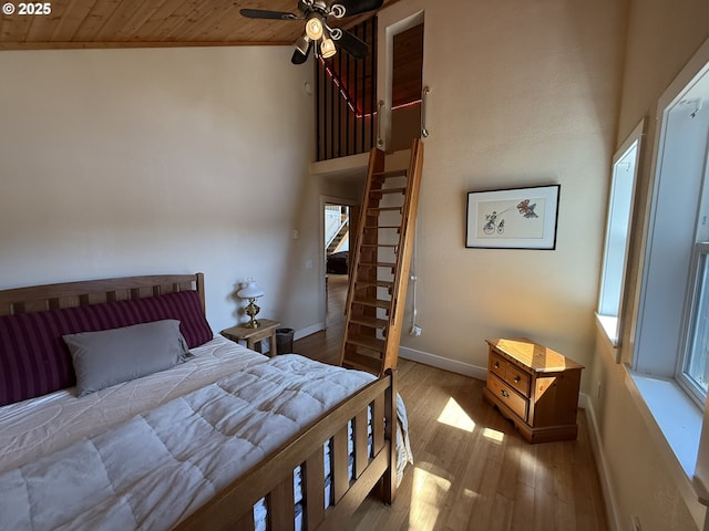 3140 S Tenmile, Lakeside, OR 97449 - bedroom with wood ceiling, baseboards, wood finished floors, and multiple windows