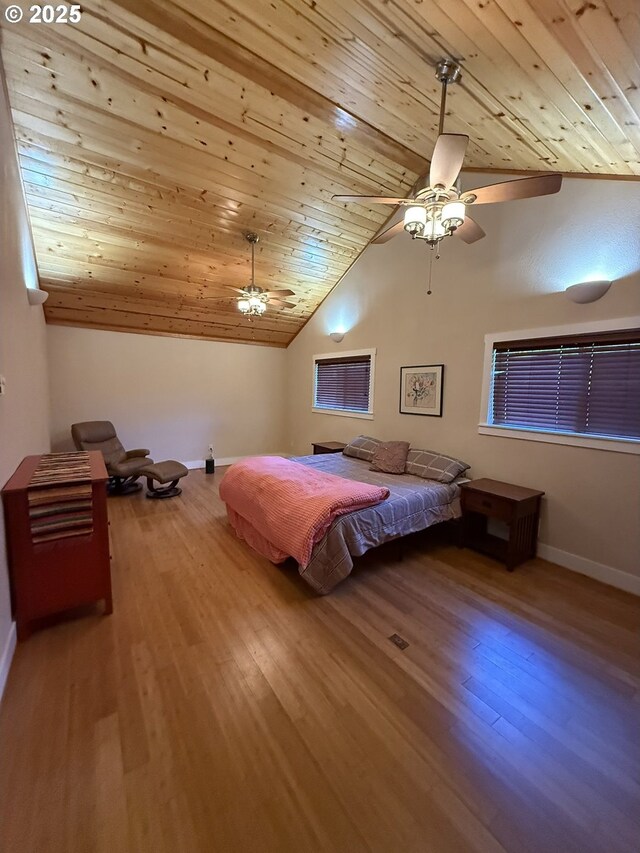 3140 S Tenmile, Lakeside, OR 97449 - bedroom with wood ceiling, lofted ceiling, wood finished floors, and baseboards