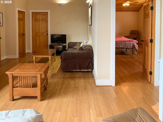 living room with light hardwood / wood-style floors