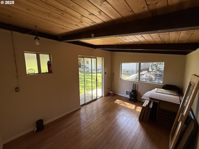 3140 S Tenmile, Lakeside, OR 97449 - interior space featuring wooden ceiling, baseboards, and beam ceiling
