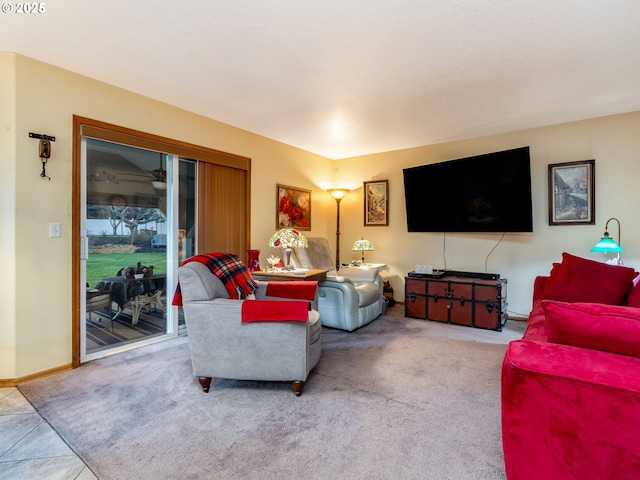 living room with light tile patterned floors