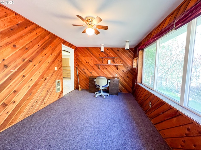 413 SW Brent Dr, John Day, OR 97845 - unfurnished office featuring carpet, a ceiling fan, and wood walls