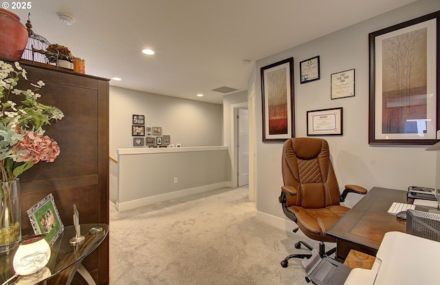 view of carpeted office space