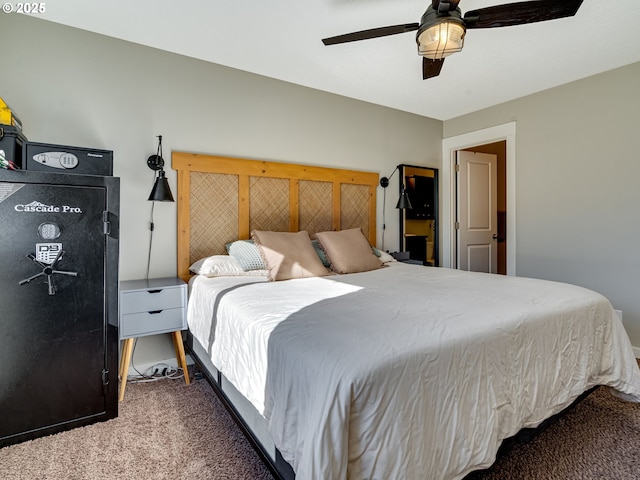 bedroom with carpet floors and ceiling fan