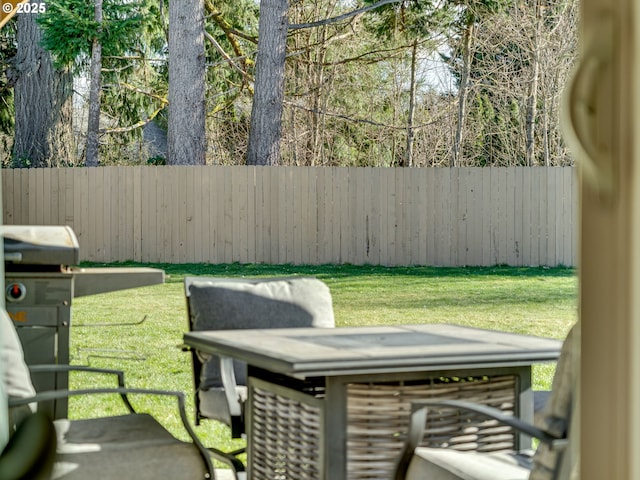 view of yard with a fenced backyard