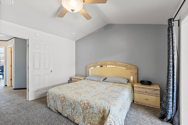 307 Cambridge Dr, Sutherlin, OR 97479 - bedroom with carpet, lofted ceiling, and ceiling fan