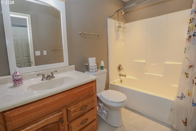 356 Wild Fern Dr, Winchester, OR 97495 - full bathroom with toilet, tile patterned floors, vanity, and shower / bath combination with curtain