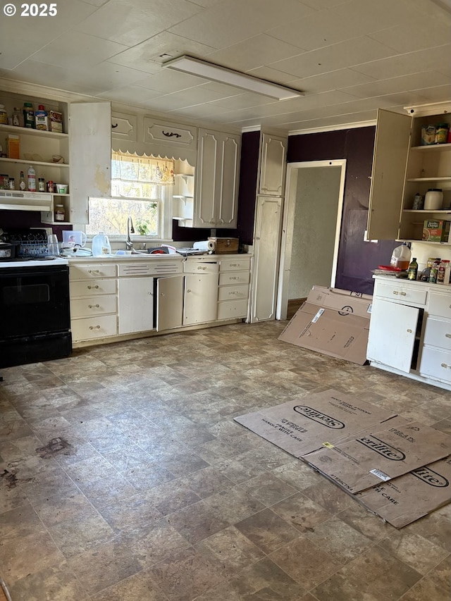 kitchen with black range oven