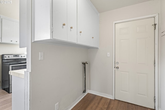 laundry room with wood-type flooring