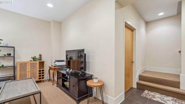 office area with baseboards and recessed lighting