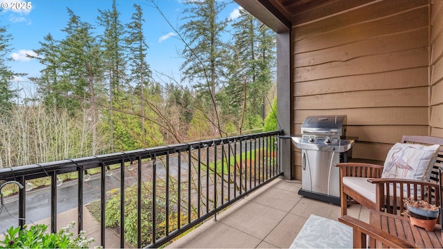balcony featuring area for grilling