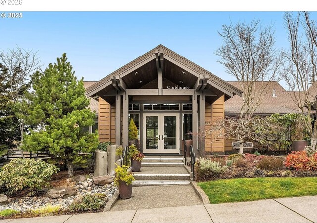 doorway to property with french doors