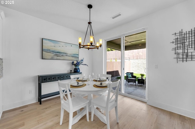 2928 S Harper Valley Way, Ridgefield, WA 98642 - dining space featuring a chandelier, light wood finished floors, baseboards, and visible vents