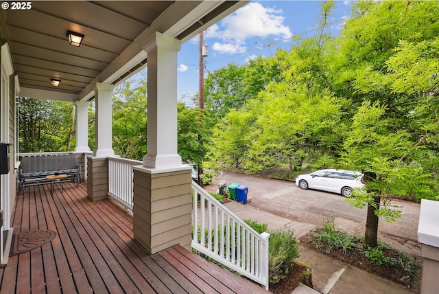 wooden deck with a porch