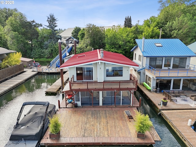 6901 SE Oaks Park Way Unit 1, Portland, OR 97202 - rear view of property featuring a water view and metal roof