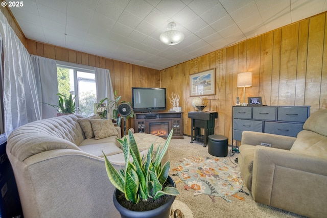 33855 NE Blossom Dr, Scappoose, OR 97056 - living room with light carpet and wooden walls
