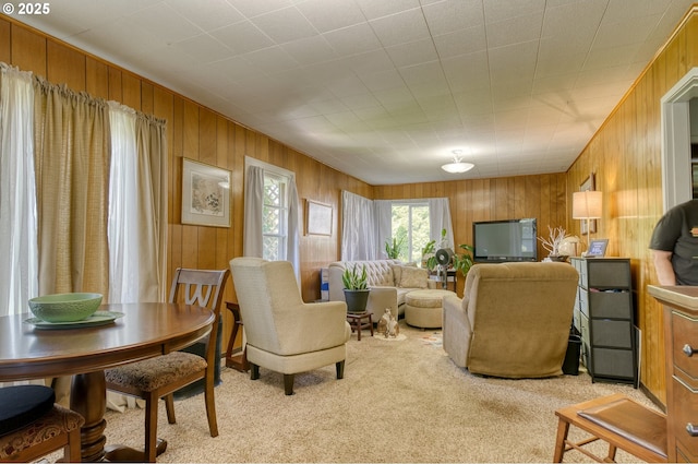 33855 NE Blossom Dr, Scappoose, OR 97056 - living room with wood walls and light colored carpet