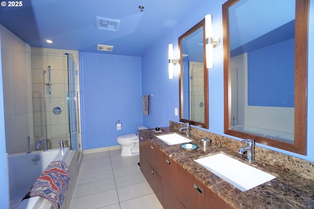 1260 NW Naito Pkwy Unit 604B, Portland, OR 97209 - full bath featuring a sink, tile patterned flooring, toilet, and visible vents