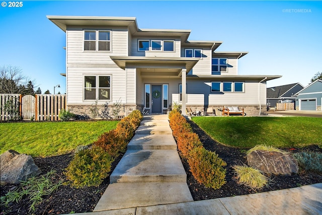 view of front facade with a front lawn