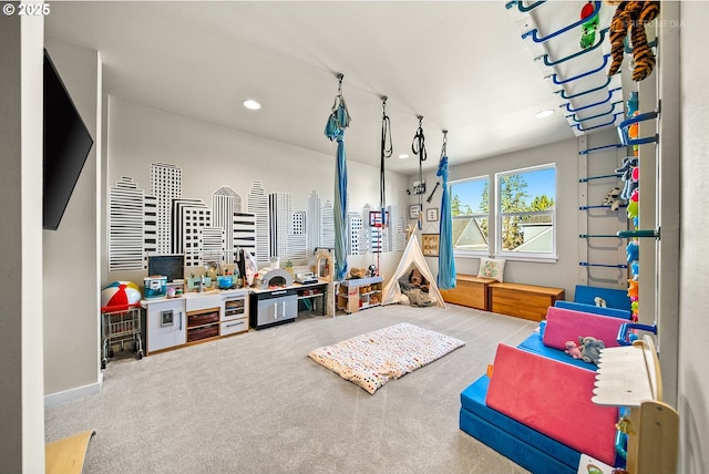 game room featuring carpet flooring