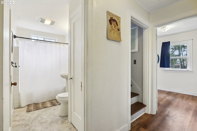 545 N St, Castle Rock, WA 98611 - bathroom with toilet and wood finished floors