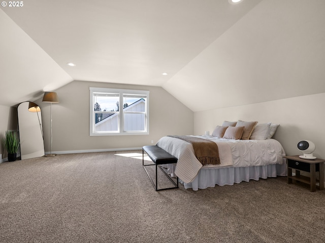 35692 Bella Ridge Loop, Astoria, OR 97103 - bedroom with carpet floors, baseboards, and vaulted ceiling