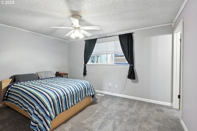 1481 SW 5th Pl, Gresham, OR 97080 - carpeted bedroom featuring a textured ceiling, crown molding, cooling unit, and ceiling fan