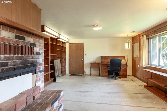 office with concrete flooring