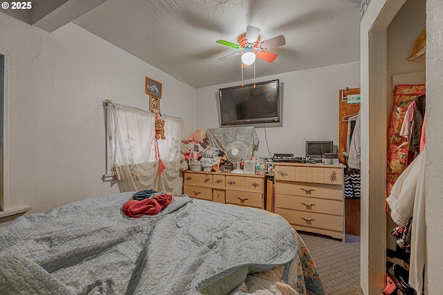1446 N Collier St, Coquille, OR 97423 - bedroom with carpet flooring and ceiling fan