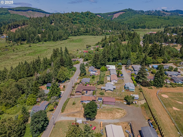 1446 N Collier St, Coquille, OR 97423 - aerial view of property's location with a forest and a mountainous background