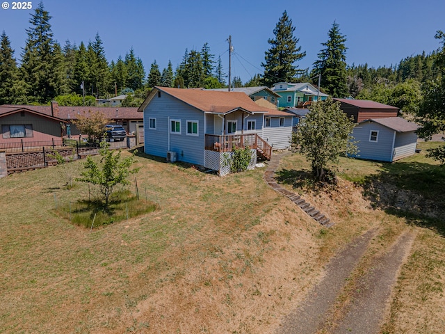 1446 N Collier St, Coquille, OR 97423 - rear view of property featuring a wooden deck
