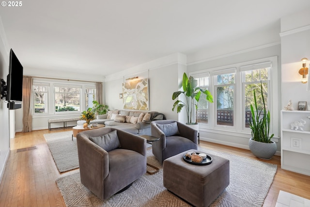 living room featuring light hardwood / wood-style flooring