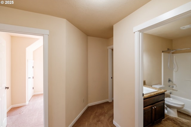 14146 Brittany Ter, Oregon City, OR 97045 - full bath featuring toilet, shower / tub combination, vanity, baseboards, and a textured ceiling