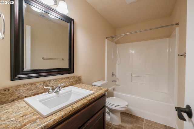 14146 Brittany Ter, Oregon City, OR 97045 - full bathroom featuring toilet, vanity, shower / bathtub combination, and tile patterned floors